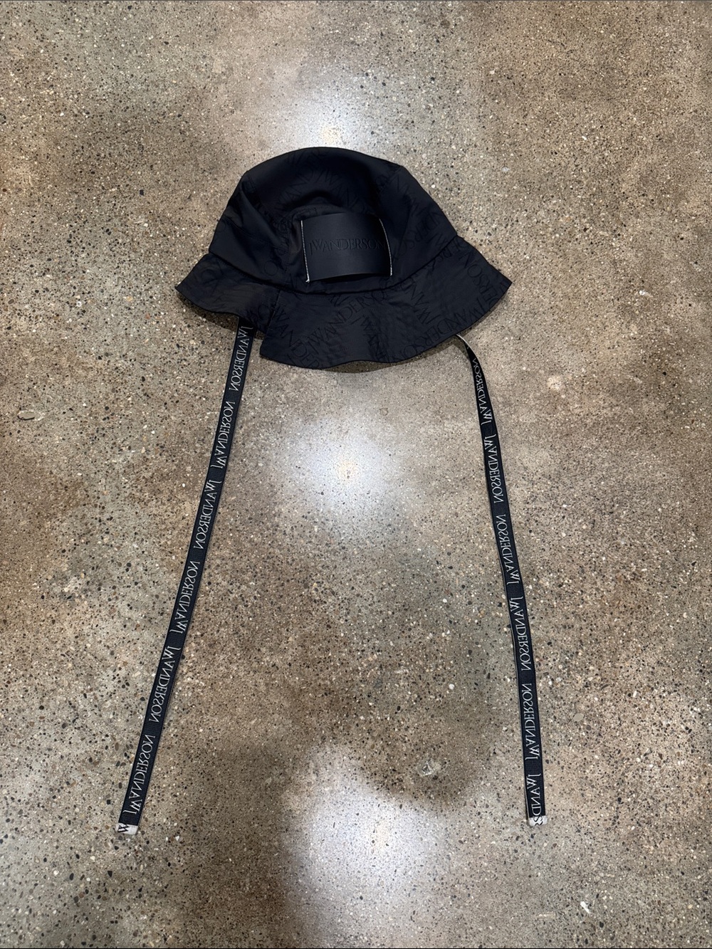 JW Anderson Black Bucket Hat with Branded Ties